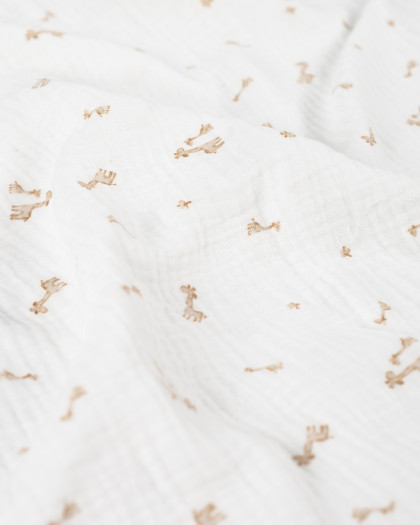 Tissu Double Gaze Ecru Petites Girafes  - Mercerine