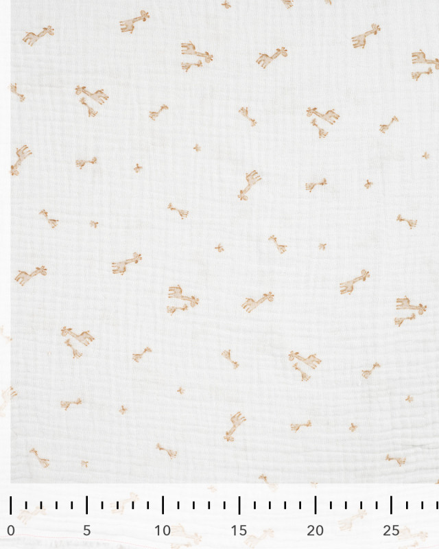 Tissu Double Gaze Ecru Petites Girafes  - Mercerine
