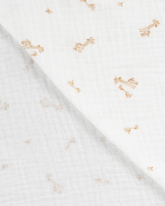 Tissu Double Gaze Ecru Petites Girafes  - Mercerine