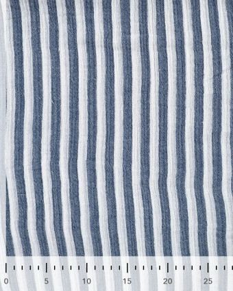 Tissu Double Gaze à Rayures Double Face Bleu Marine - Mercerine