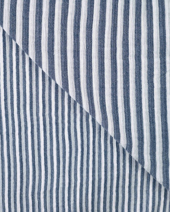 Tissu Double Gaze à Rayures Double Face Bleu Marine - Mercerine
