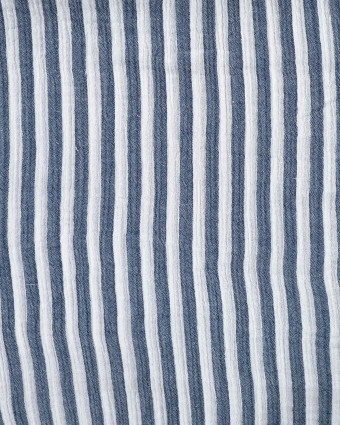 Tissu Double Gaze à Rayures Double Face Bleu Marine - Mercerine