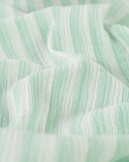 Tissu Double Gaze à Rayures Double Face Vert d'Eau - Mercerine