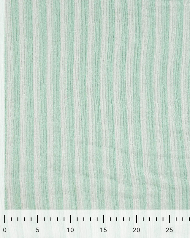 Tissu Double Gaze à Rayures Double Face Vert d'Eau - Mercerine