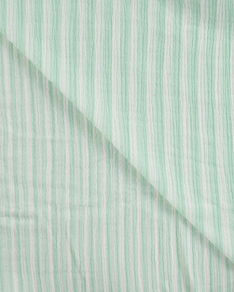 Tissu Double Gaze à Rayures Double Face Vert d'Eau - Mercerine