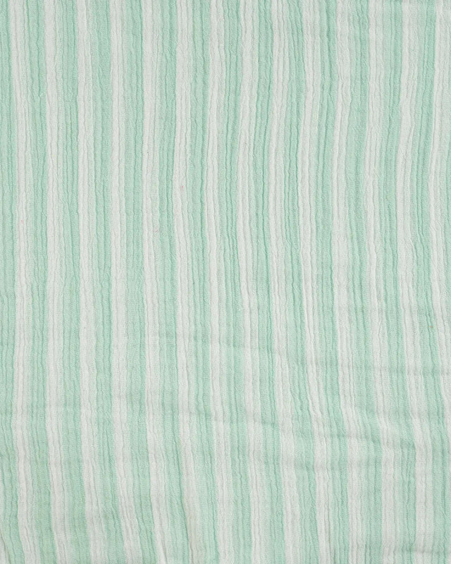 Tissu Double Gaze à Rayures Double Face Vert d'Eau - Mercerine