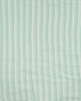 Tissu Double Gaze à Rayures Double Face Vert d'Eau - Mercerine