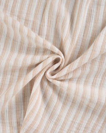 Tissu Double Gaze à Rayures Double Face Sable - Mercerine