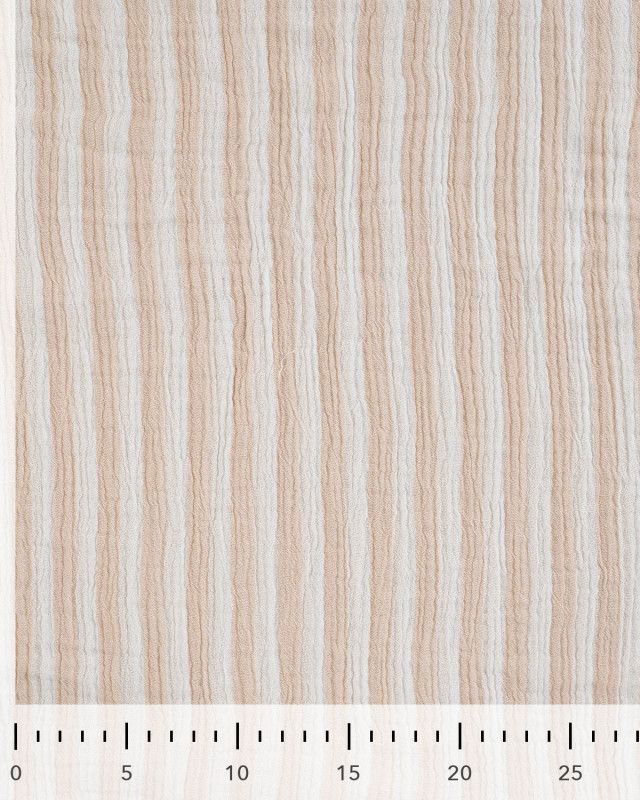 Tissu Double Gaze à Rayures Double Face Sable - Mercerine