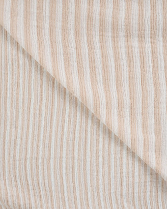Tissu Double Gaze à Rayures Double Face Sable - Mercerine