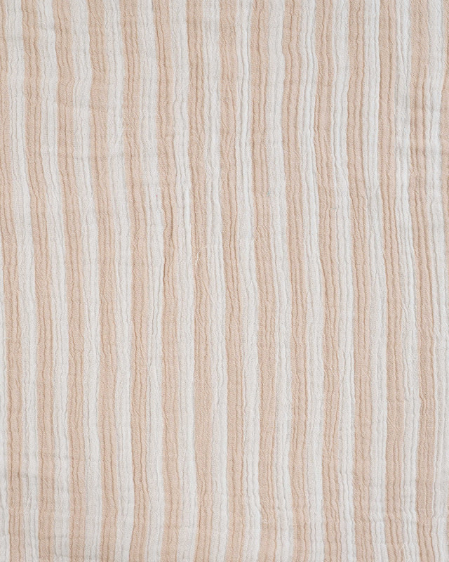 Tissu Double Gaze à Rayures Double Face Sable - Mercerine