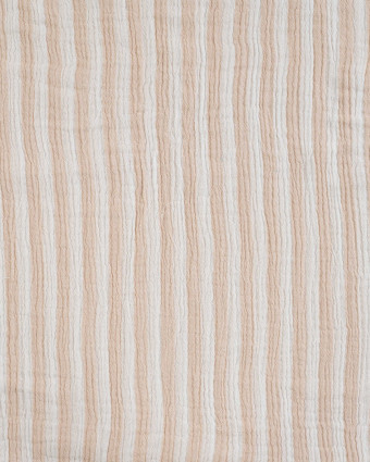 Tissu Double Gaze à Rayures Double Face Sable - Mercerine