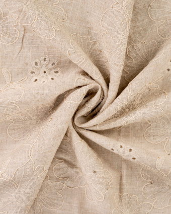 Viscose Lin Brodé Fleurs et Sequins Dorés - Mercerine
