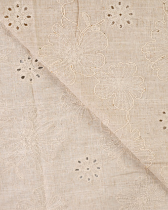 Viscose Lin Brodé Fleurs et Sequins Dorés - Mercerine