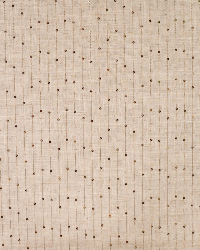 Viscose Lin Rayures Brodées et Sequins Dorés - Mercerine
