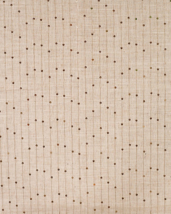 Viscose Lin Rayures Brodées et Sequins Dorés - Mercerine