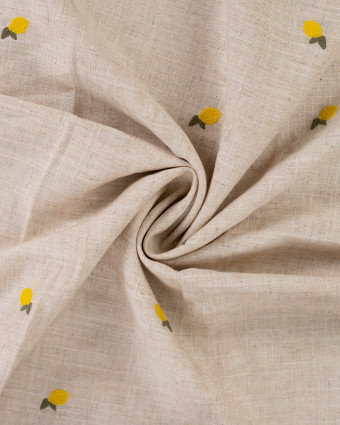 Viscose Lin Fond Naturel Citrons Brodés - Mercerine