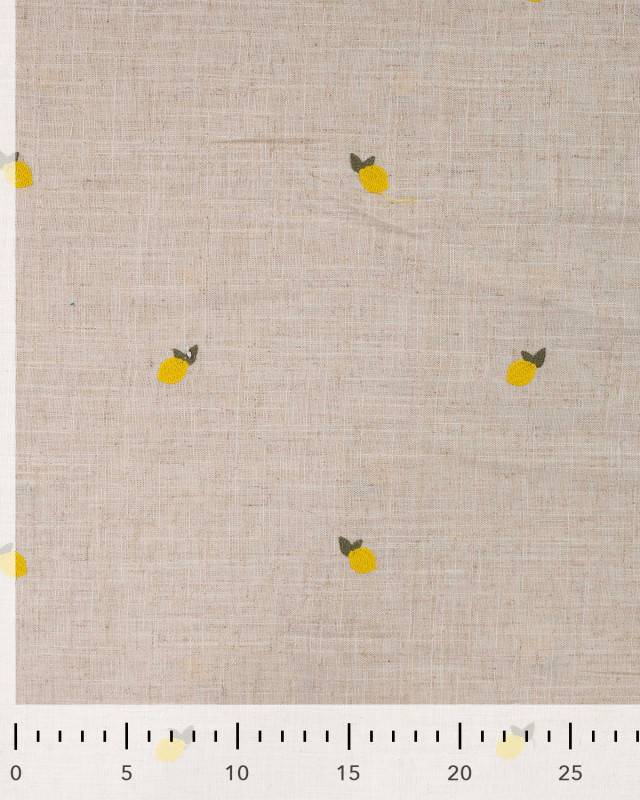 Viscose Lin Fond Naturel Citrons Brodés - Mercerine