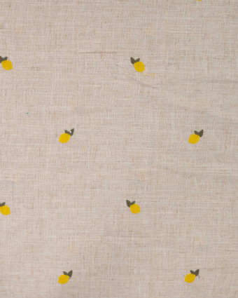 Viscose Lin Fond Naturel Citrons Brodés - Mercerine