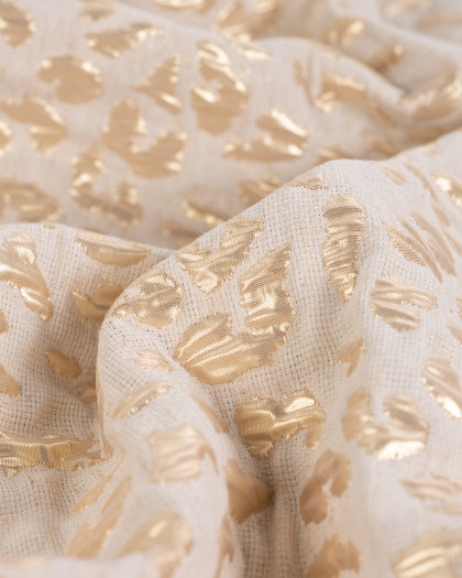 Tissu Jacquard Lin et Coton Recyclé Léopard Doré - Mercerine