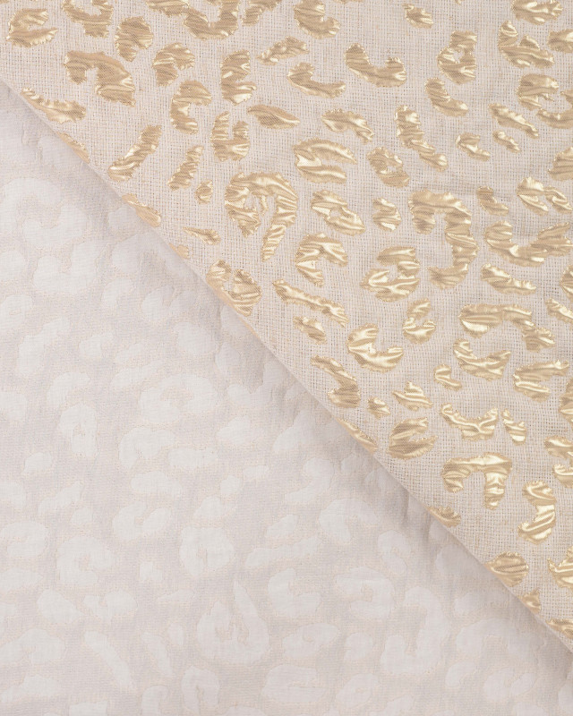 Tissu Jacquard Lin et Coton Recyclé Léopard Doré - Mercerine