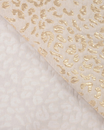 Tissu Jacquard Lin et Coton Recyclé Léopard Doré - Mercerine