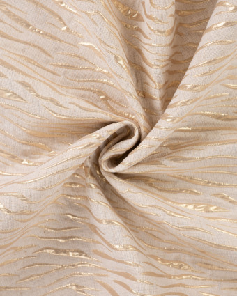 Tissu Jacquard Lin et Coton Recyclé Zèbre Doré - Mercerine