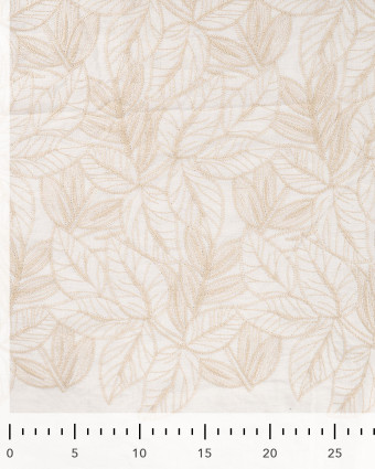 Tissu Coton Brodé Feuillage Beige Naturel - Mercerine