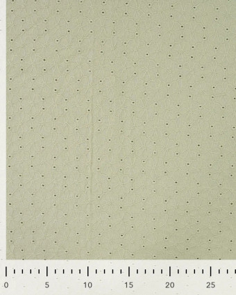 Tissu Coton Brodé Fleuri Festonné Vert Sauge - Mercerine
