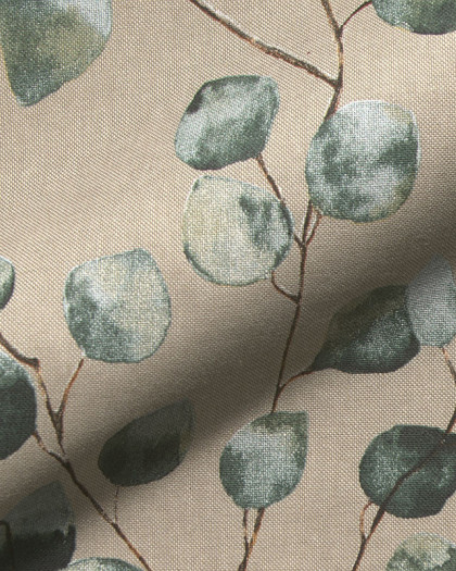 Tissu Effet Lin Feuillage Eucalyptus - Mercerine