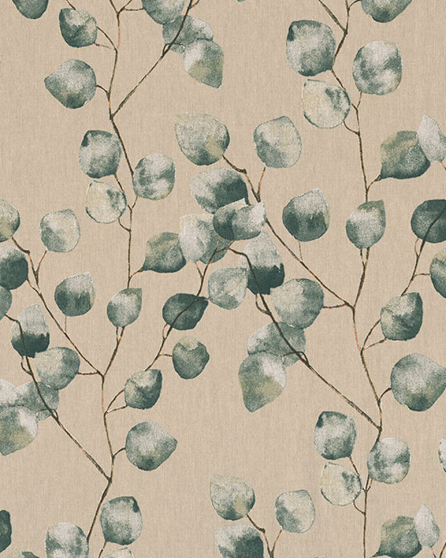Tissu Effet Lin Feuillage Eucalyptuse - Mercerine