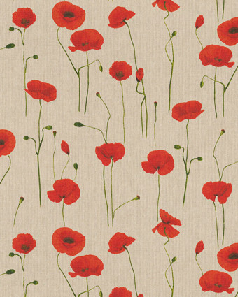 Tissu Effet Lin Coquelicot - Mercerine