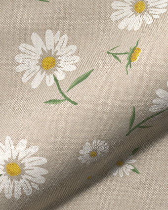 Tissu Effet Lin Marguerites - Mercerine
