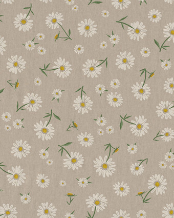 Tissu Effet Lin Marguerites - Mercerine