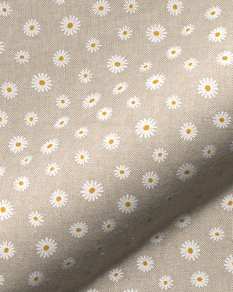 Tissu Effet Lin Pâquerettes - Mercerine
