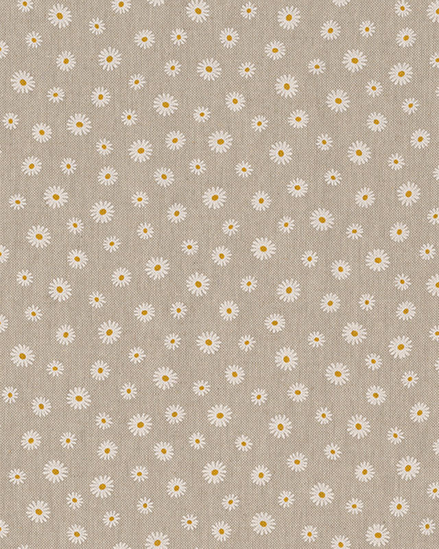 Tissu Effet Lin Paquerettes - Mercerine