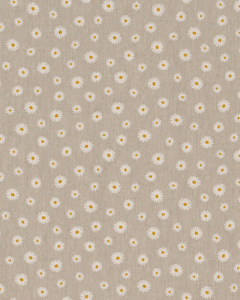 Tissu Effet Lin Paquerettes - Mercerine