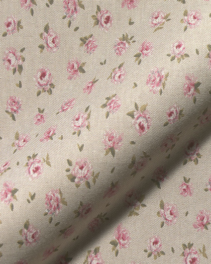 Tissu Effet Lin Petites Roses - Mercerine