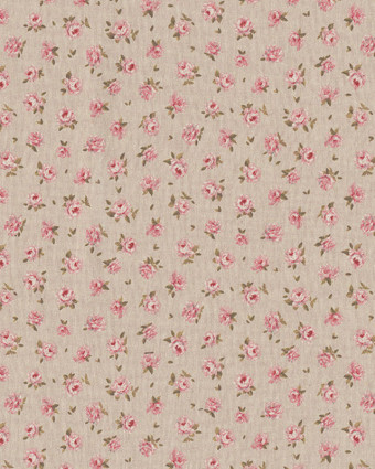 Tissu Effet Lin Petites Roses - Mercerine