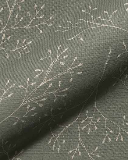Tissu Effet Lin Vert Sauge Gypsophile - Mercerine
