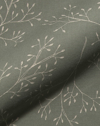 Tissu Effet Lin Vert Sauge Gypsophile - Mercerine