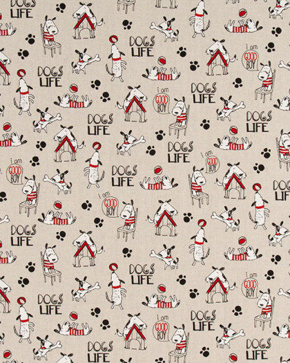 Tissu Effet Lin Dogs Life - Mercerine