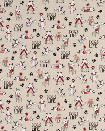 Tissu Effet Lin Dogs Life - Mercerine