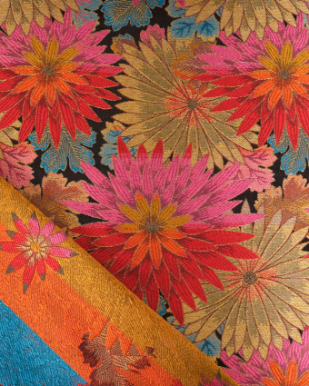 Tissu Jacquard Allover Matcha Rouge - Mercerine