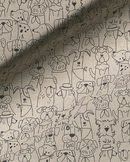 Tissu Effet Lin Petits Chiens - Mercerine