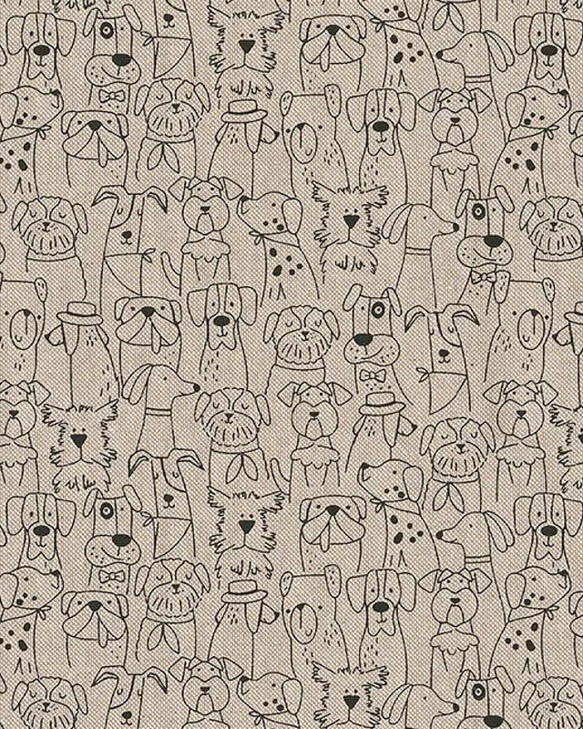 Tissu Effet Lin Petits Chiens - Mercerine