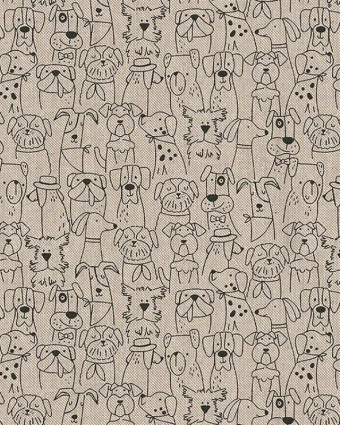 Tissu Effet Lin Petits Chiens - Mercerine