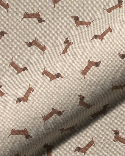 Tissu Effet Lin Petits Teckels - Mercerine