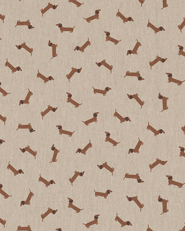 Tissu Effet Lin Petits Teckels - Mercerine