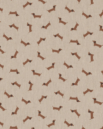 Tissu Effet Lin Petits Teckels - Mercerine